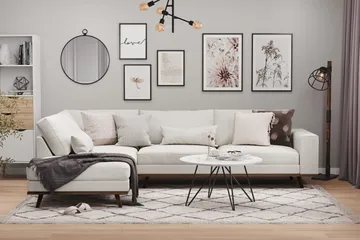 Copenhagen 4-sits Vänstervänd L-formad Schäslongsoffa i Tyg - Ljusgrå - Möbler - Soffa - Divansoffa & schäslongsoffa - 4 sits soffa med divan