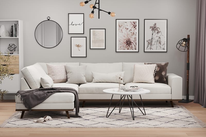 Copenhagen 4-sits Vänstervänd L-formad Schäslongsoffa i Tyg - Ljusgrå - Möbler - Soffa - Divansoffa & schäslongsoffa - 4 sits soffa med divan