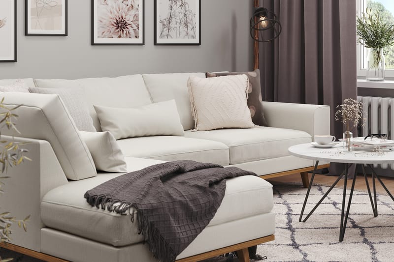 Copenhagen 4-sits Vänstervänd L-formad Schäslongsoffa i Tyg - Ljusgrå - Möbler - Soffa - Divansoffa & schäslongsoffa - 4 sits soffa med divan