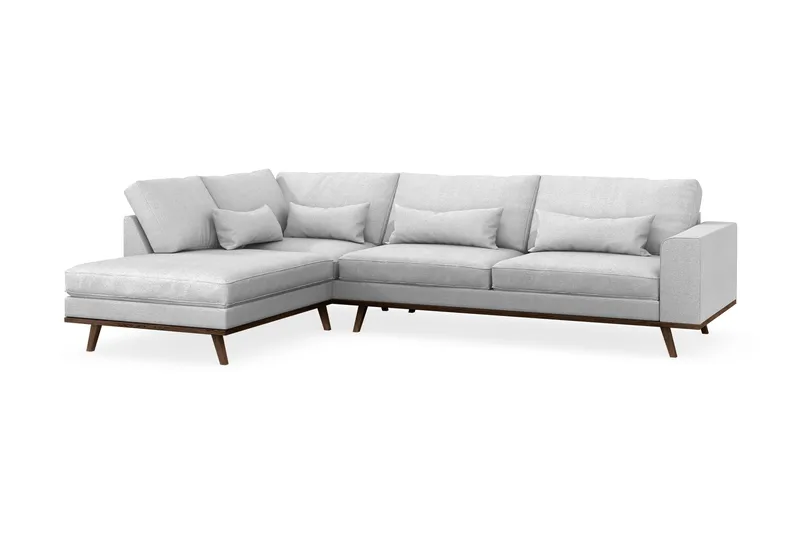 Copenhagen 4-sits Vänstervänd L-formad Schäslongsoffa i Tyg - Ljusgrå - Möbler - Soffa - Divansoffa & schäslongsoffa - 4 sits soffa med divan