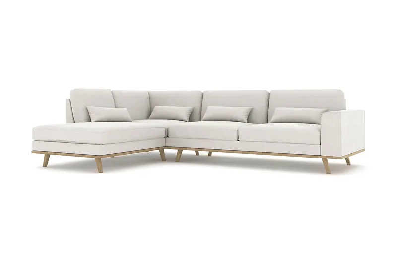 Copenhagen 4-sits Vänstervänd L-formad Schäslongsoffa i Tyg - Ljusgrå - Möbler - Soffa - Divansoffa & schäslongsoffa - 4 sits soffa med divan