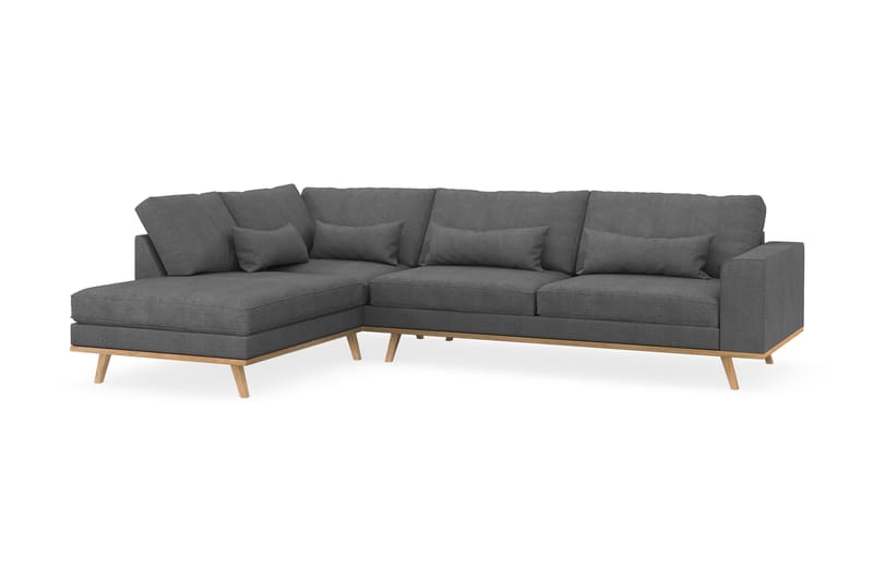 Copenhagen 4-sits Vänstervänd L-formad Schäslongsoffa i Tyg - Mörkgrå - Möbler - Soffa - Divansoffa & schäslongsoffa - 4 sits soffa med divan
