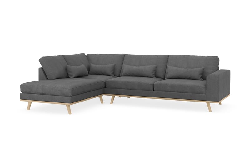 Copenhagen 4-sits Vänstervänd L-formad Schäslongsoffa i Tyg - Mörkgrå - Möbler - Soffa - Divansoffa & schäslongsoffa - 4 sits soffa med divan