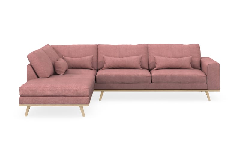 Copenhagen 4-sits Vänstervänd L-formad Schäslongsoffa i Tyg - Rosa - Möbler - Soffa - Divansoffa & schäslongsoffa - 4 sits soffa med divan