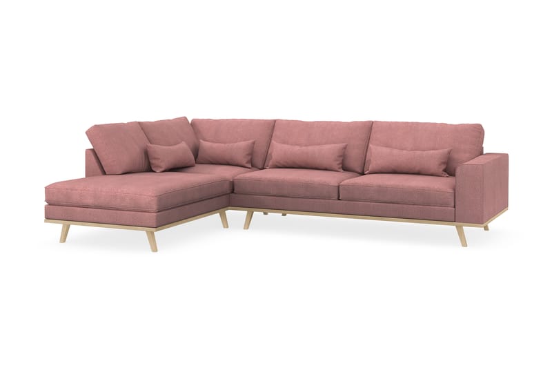 Copenhagen 4-sits Vänstervänd L-formad Schäslongsoffa i Tyg - Rosa - Möbler - Soffa - Divansoffa & schäslongsoffa - 4 sits soffa med divan
