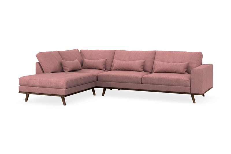 Copenhagen 4-sits Vänstervänd L-formad Schäslongsoffa i Tyg - Rosa - Möbler - Soffa - Divansoffa & schäslongsoffa - 4 sits soffa med divan
