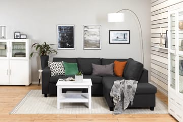 Crazy 3-sits Högervänd L-formad Schäslongsoffa i Tyg - Antracit - Möbler - Soffa - Divansoffa & schäslongsoffa - 2 sits soffa med divan
