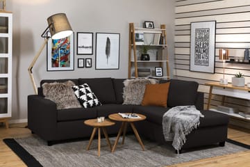 Crazy 3-sits Högervänd L-formad Schäslongsoffa i Tyg - Antracit - Möbler - Soffa - Divansoffa & schäslongsoffa - 2 sits soffa med divan