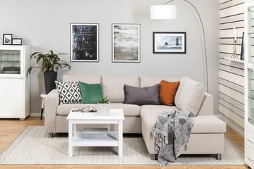 Crazy 3-sits Högervänd L-formad Schäslongsoffa i Tyg - Beige - Möbler - Soffa - Divansoffa & schäslongsoffa - 2 sits soffa med divan
