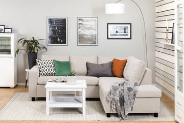 Crazy 3-sits Högervänd L-formad Schäslongsoffa i Tyg - Beige - Möbler - Soffa - Divansoffa & schäslongsoffa - 2 sits soffa med divan