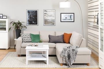 Crazy 3-sits Högervänd L-formad Schäslongsoffa i Tyg - Beige - Möbler - Soffa - Divansoffa & schäslongsoffa - 2 sits soffa med divan