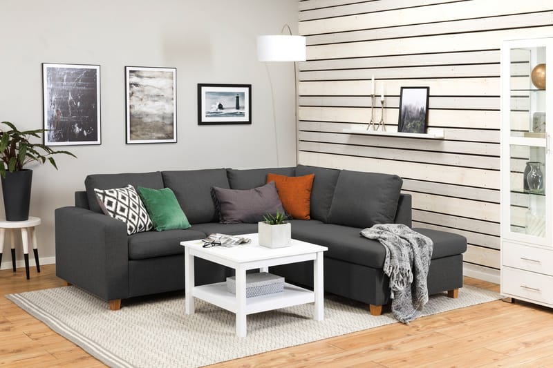 Crazy 3-sits Högervänd L-formad Schäslongsoffa i Tyg - Mörkgrå - Möbler - Soffa - Divansoffa & schäslongsoffa - 2 sits soffa med divan