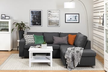Crazy 3-sits Högervänd L-formad Schäslongsoffa i Tyg - Mörkgrå - Möbler - Soffa - Divansoffa & schäslongsoffa - 2 sits soffa med divan