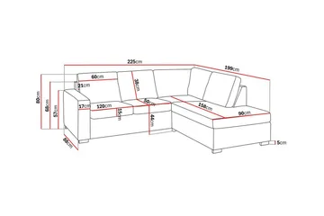 Crazy 3-sits Högervänd L-formad Schäslongsoffa i Tyg - Mörkgrå - Möbler - Soffa - Divansoffa & schäslongsoffa - 2 sits soffa med divan