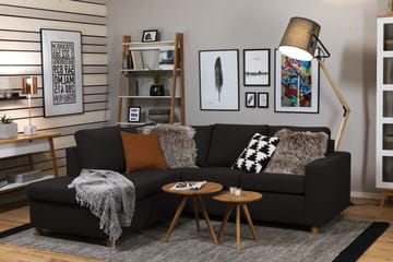 Crazy 3-sits Vänstervänd L-formad Schäslongsoffa i Tyg - Antracit - Möbler - Soffa - Divansoffa & schäslongsoffa - 2 sits soffa med divan