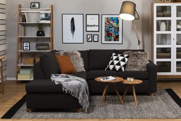 Crazy 3-sits Vänstervänd L-formad Schäslongsoffa i Tyg - Antracit - Möbler - Soffa - Divansoffa & schäslongsoffa - 2 sits soffa med divan