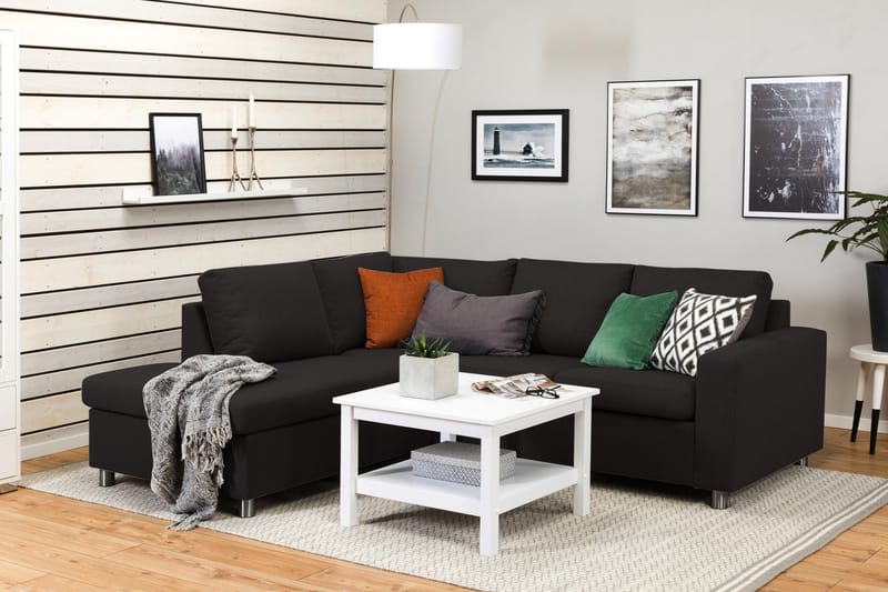 Crazy 3-sits Vänstervänd L-formad Schäslongsoffa i Tyg - Antracit - Möbler - Soffa - Divansoffa & schäslongsoffa - 2 sits soffa med divan