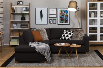 Crazy 3-sits Vänstervänd L-formad Schäslongsoffa i Tyg - Antracit - Möbler - Soffa - Divansoffa & schäslongsoffa - 2 sits soffa med divan