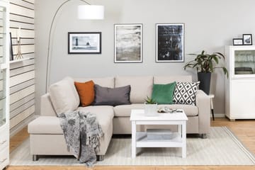 Crazy 3-sits Vänstervänd L-formad Schäslongsoffa i Tyg - Beige - Möbler - Soffa - Divansoffa & schäslongsoffa - 2 sits soffa med divan