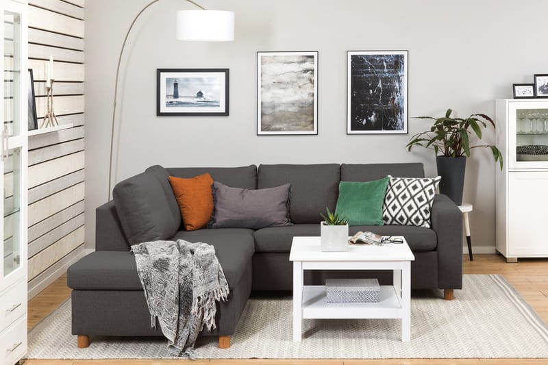 Crazy 3-sits Vänstervänd L-formad Schäslongsoffa i Tyg - Mörkgrå - Möbler - Soffa - Divansoffa & schäslongsoffa - 2 sits soffa med divan