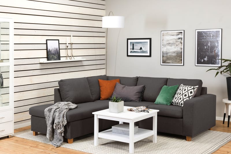 Crazy 3-sits Vänstervänd L-formad Schäslongsoffa i Tyg - Mörkgrå - Möbler - Soffa - Divansoffa & schäslongsoffa - 2 sits soffa med divan