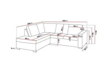 Crazy 3-sits Vänstervänd L-formad Schäslongsoffa i Tyg - Mörkgrå - Möbler - Soffa - Divansoffa & schäslongsoffa - 2 sits soffa med divan