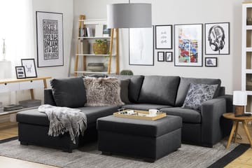 Crazy 3-sits Vänstervänd L-formad Schäslongsoffa i Tyg - Mörkgrå - Möbler - Soffa - Divansoffa & schäslongsoffa - 2 sits soffa med divan