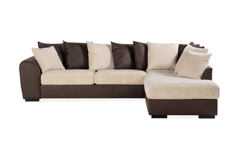 3-sits Havanna Schäslong Höger Kuvertkuddar - Beige/Brun - 3 sits soffa med divan - Divansoffa & schäslongsoffa