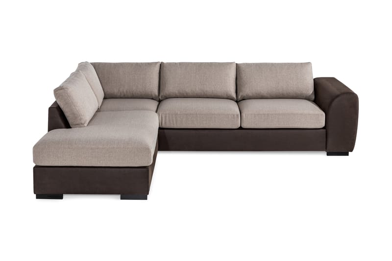 3-sits Havanna Schäslong Vänster - Brun|Beige - 3 sits soffa med divan - Divansoffa & schäslongsoffa