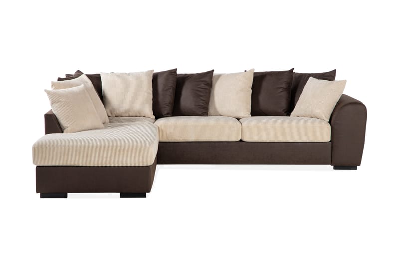 3-sits Havanna Schäslong Vänster Kuvertkuddar - Beige/Brun - 3 sits soffa med divan - Divansoffa & schäslongsoffa