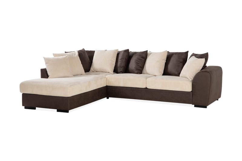 3-sits Havanna Schäslong Vänster Kuvertkuddar - Beige/Brun - 3 sits soffa med divan - Divansoffa & schäslongsoffa