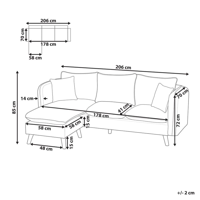 3-sits soffa Dalvik - Vit, brun - Möbler - Soffa - Hörnsoffa