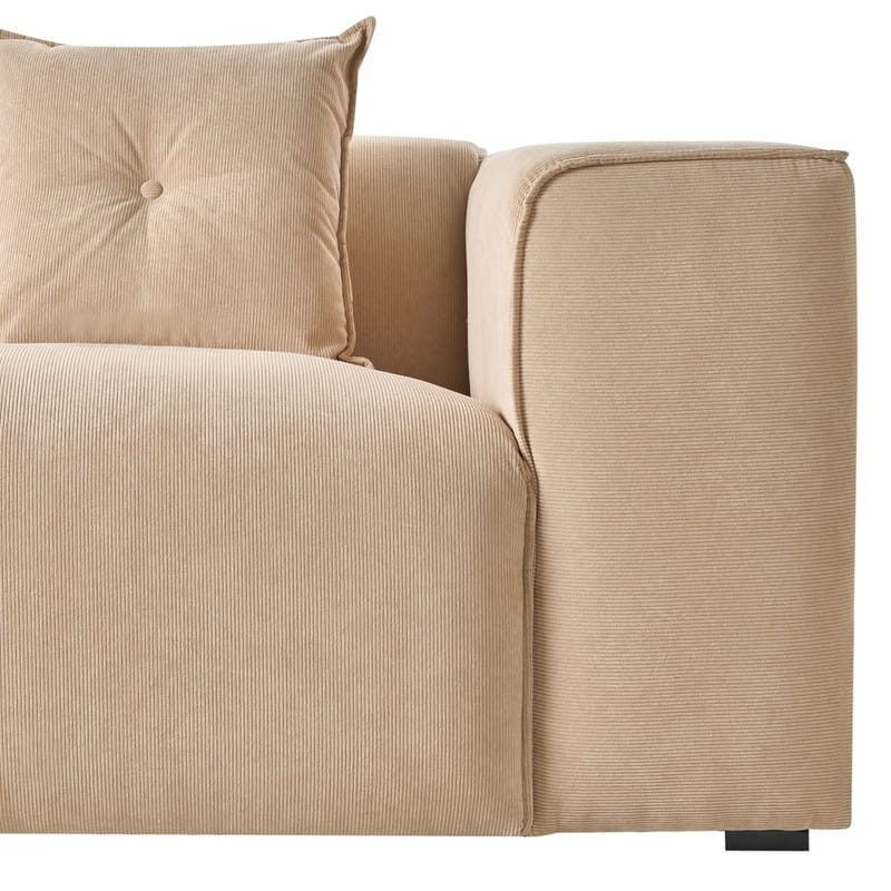 3-sits soffa Dolva - Beige, svart/Högervänd/Manchestertyg - Möbler - Soffa - Divansoffa & schäslongsoffa - 3 sits soffa med divan