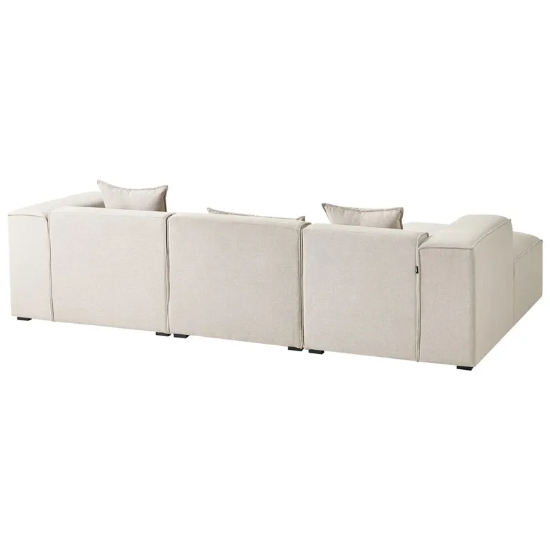 3-sits soffa Dolva - Beige, svart/Högervänd/Polyester - Möbler - Soffa - Modulsoffa - Komplett modulsoffa