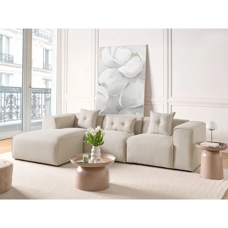 3-sits soffa Dolva - Beige, svart/Högervänd/Polyester - Möbler - Soffa - Modulsoffa - Komplett modulsoffa