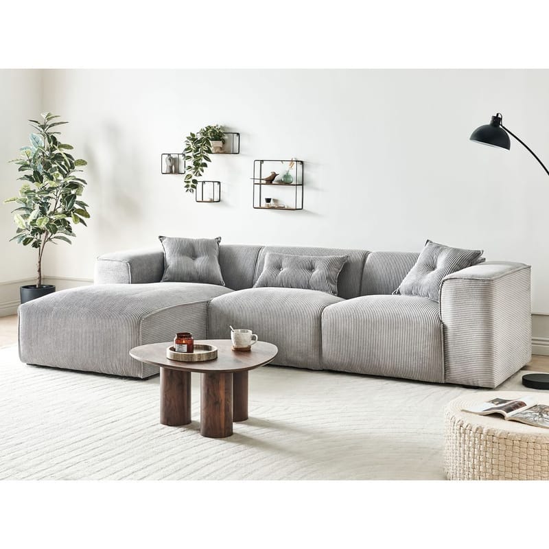3-sits soffa Dolva - Grå, svart/Högervänd/Manchestertyg - Möbler - Soffa - Modulsoffa - Komplett modulsoffa