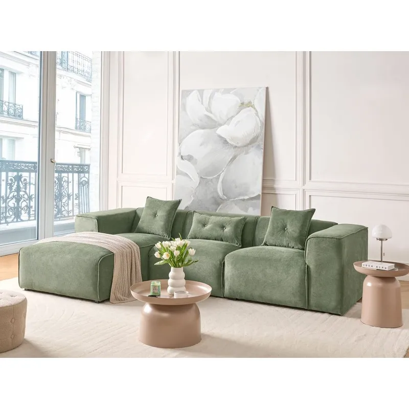 3-sits soffa Dolva - Grön, Svart/Högervänd/Chenille - Möbler - Soffa - Modulsoffa - Komplett modulsoffa