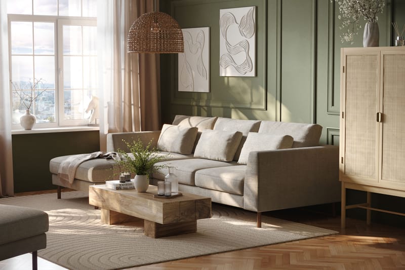 3-sits Soffa Florenz med Divan Vänster - Grå/Beige - Möbler - Soffa - Divansoffa & schäslongsoffa - 3 sits soffa med divan