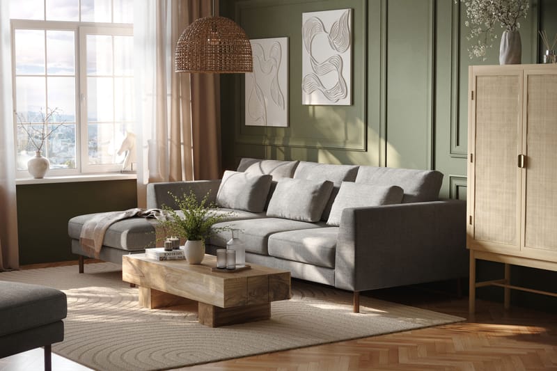 3-sits Soffa Florenz med Divan Vänster - Ljusgrå - Möbler - Soffa - Divansoffa & schäslongsoffa - 3 sits soffa med divan