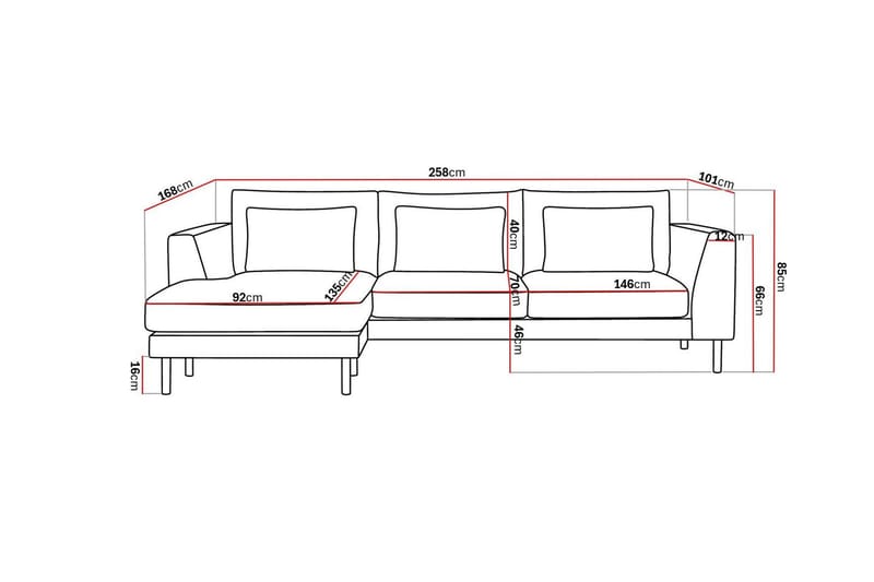 3-sits Soffa Florenz med Divan Vänster - Ljusgrå - Möbler - Soffa - Divansoffa & schäslongsoffa - 3 sits soffa med divan