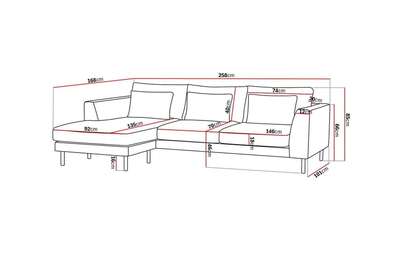 3-sits Soffa Florenz med Divan Vänster - Ljusgrå - Möbler - Soffa - Divansoffa & schäslongsoffa - 3 sits soffa med divan