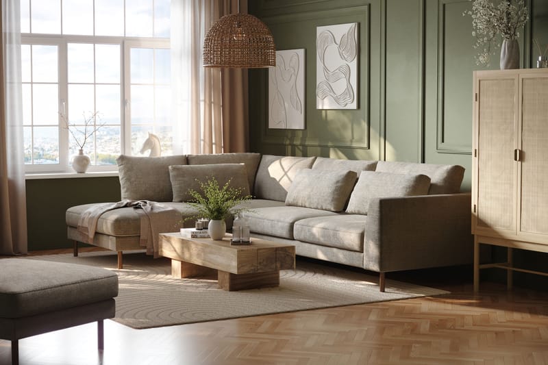 3-sits Soffa Florenz med Schäslong Vänster - Grå/Beige - Möbler - Soffa - Divansoffa & schäslongsoffa - 3 sits soffa med divan