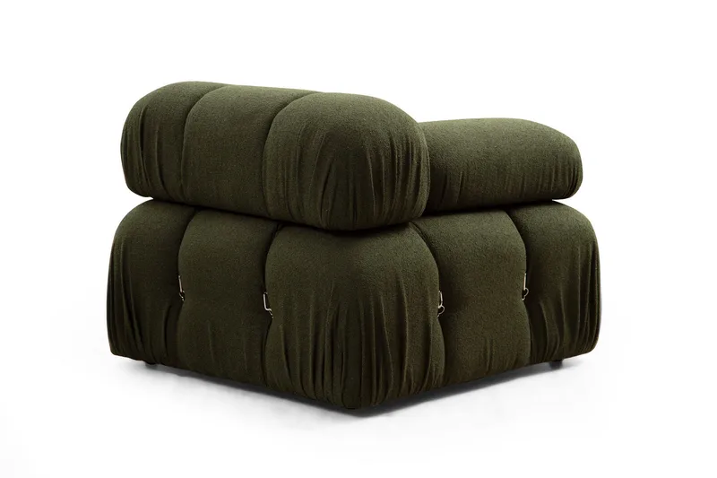 Belgin Bubblig Divansoffa 3-sits 288 cm med fasta armstöd och repdetaljer - Grön - Möbler - Soffa - Divansoffa & schäslongsoffa - 3 sits soffa med divan
