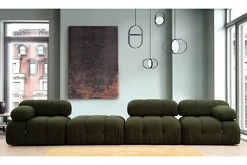 Belgin Bubblig Divansoffa 3-sits 288 cm med fasta armstöd och repdetaljer - Grön - Möbler - Soffa - Divansoffa & schäslongsoffa - 3 sits soffa med divan