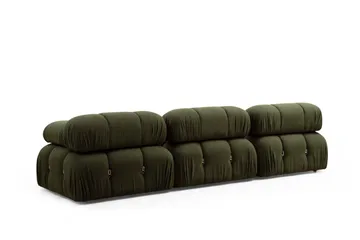 Belgin Bubblig Divansoffa 3-sits 288 cm med fasta armstöd och repdetaljer - Grön - Möbler - Soffa - Divansoffa & schäslongsoffa - 3 sits soffa med divan