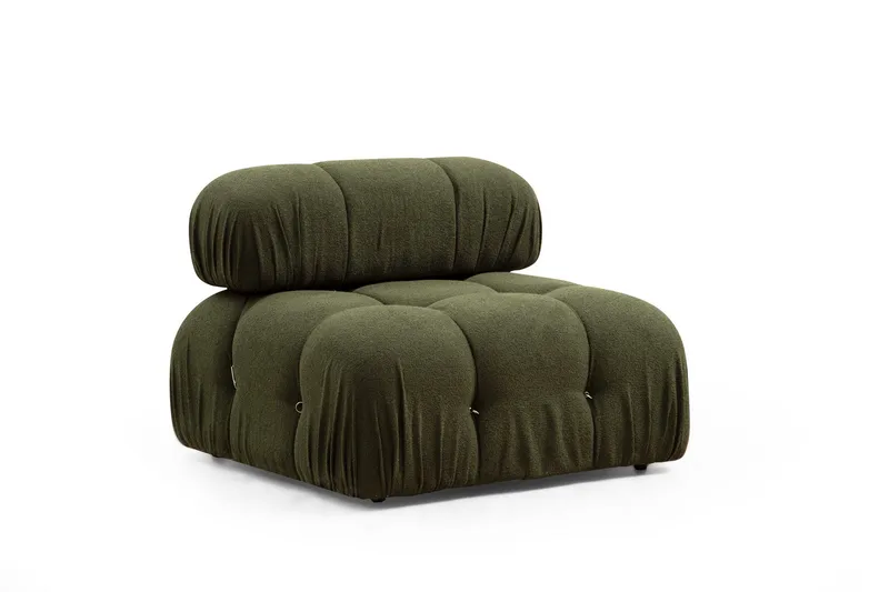 Belgin Bubblig Divansoffa 3-sits 288 cm med fasta armstöd och repdetaljer - Grön - Möbler - Soffa - Divansoffa & schäslongsoffa - 3 sits soffa med divan