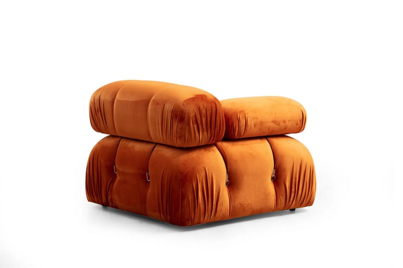 Belgin Bubblig Divansoffa 3-sits 288 cm med fasta armstöd och repdetaljer - Orange - Möbler - Soffa - Divansoffa & schäslongsoffa - 3 sits soffa med divan