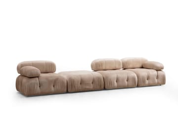 Bubblig Divansoffa 3-sits Belgin 288 cm med fasta armstöd och repdetaljer - Beige - Möbler - Soffa - Divansoffa & schäslongsoffa - 3 sits soffa med divan