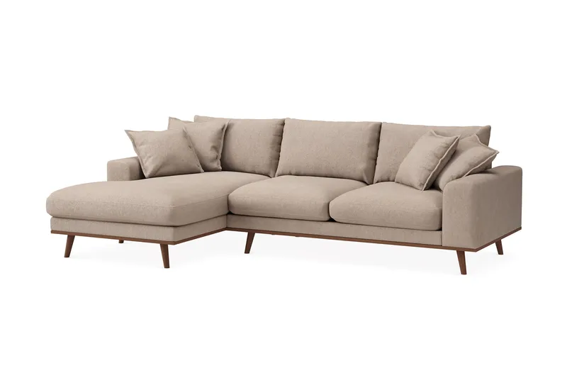 Copenhagen Premium 4-sits Vänstervänd L-formad Djup Divansoffa i Tyg - Ljusbrun - Möbler - Soffa - Divansoffa & schäslongsoffa - 3 sits soffa med divan