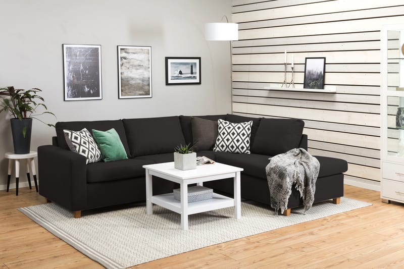 Crazy 3-sits Högervänd L-formad Schäslongsoffa i Tyg - Antracit - Möbler - Soffa - Divansoffa & schäslongsoffa - 3 sits soffa med divan
